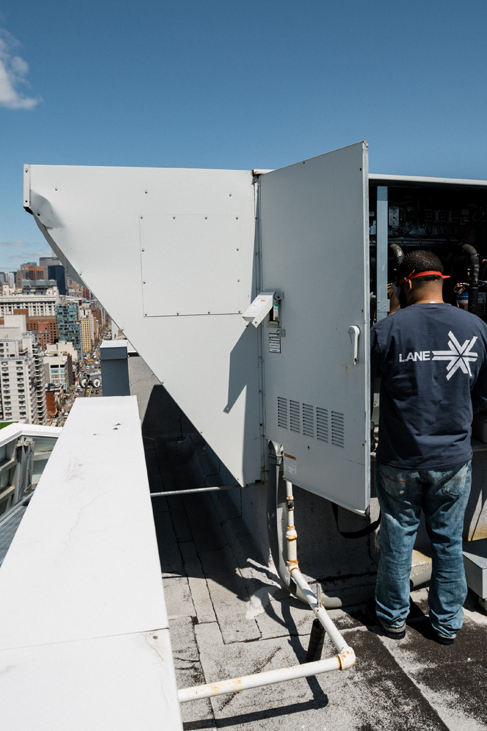 Servicing a Rooftop Heating Unit